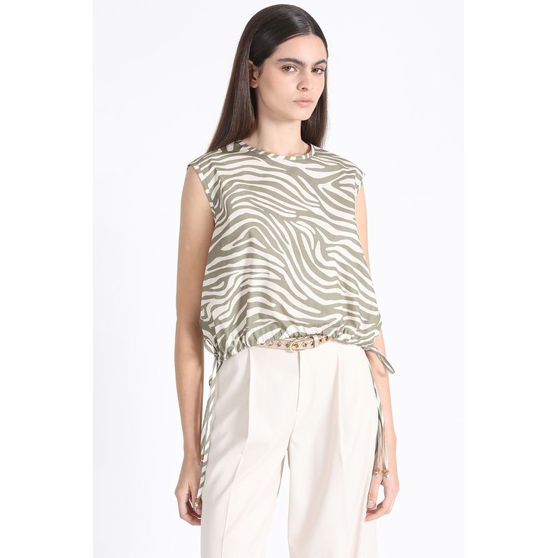 LIOLA - Top Algodon Estampado Animal, Crudo Liola
