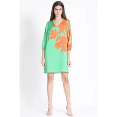 LIOLA - Vestido Recto Satin Estampado, Verde