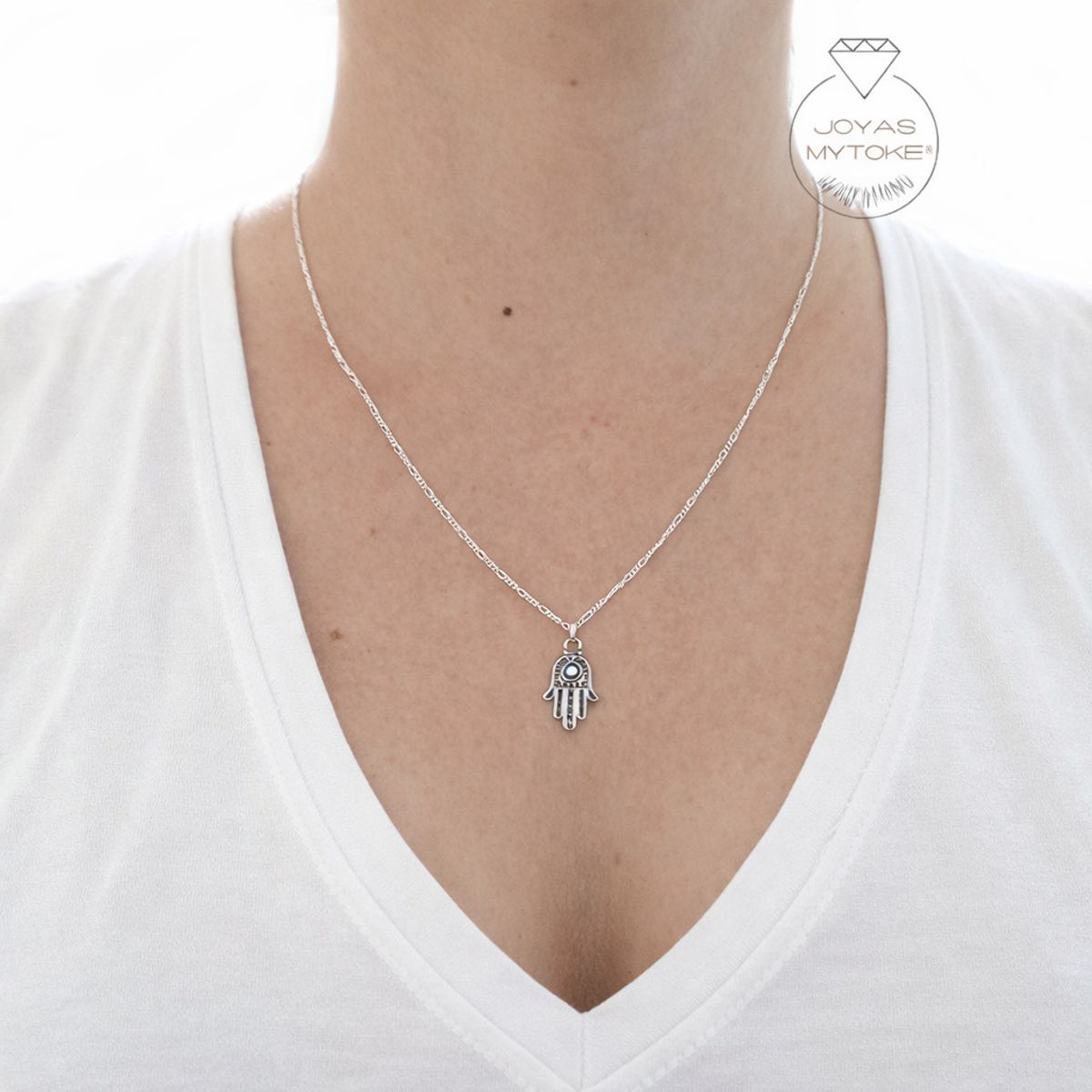 JOYAS MYTOKE - Colgante Mano De Fatima Plata Fina Hamsa Protección Amuleto