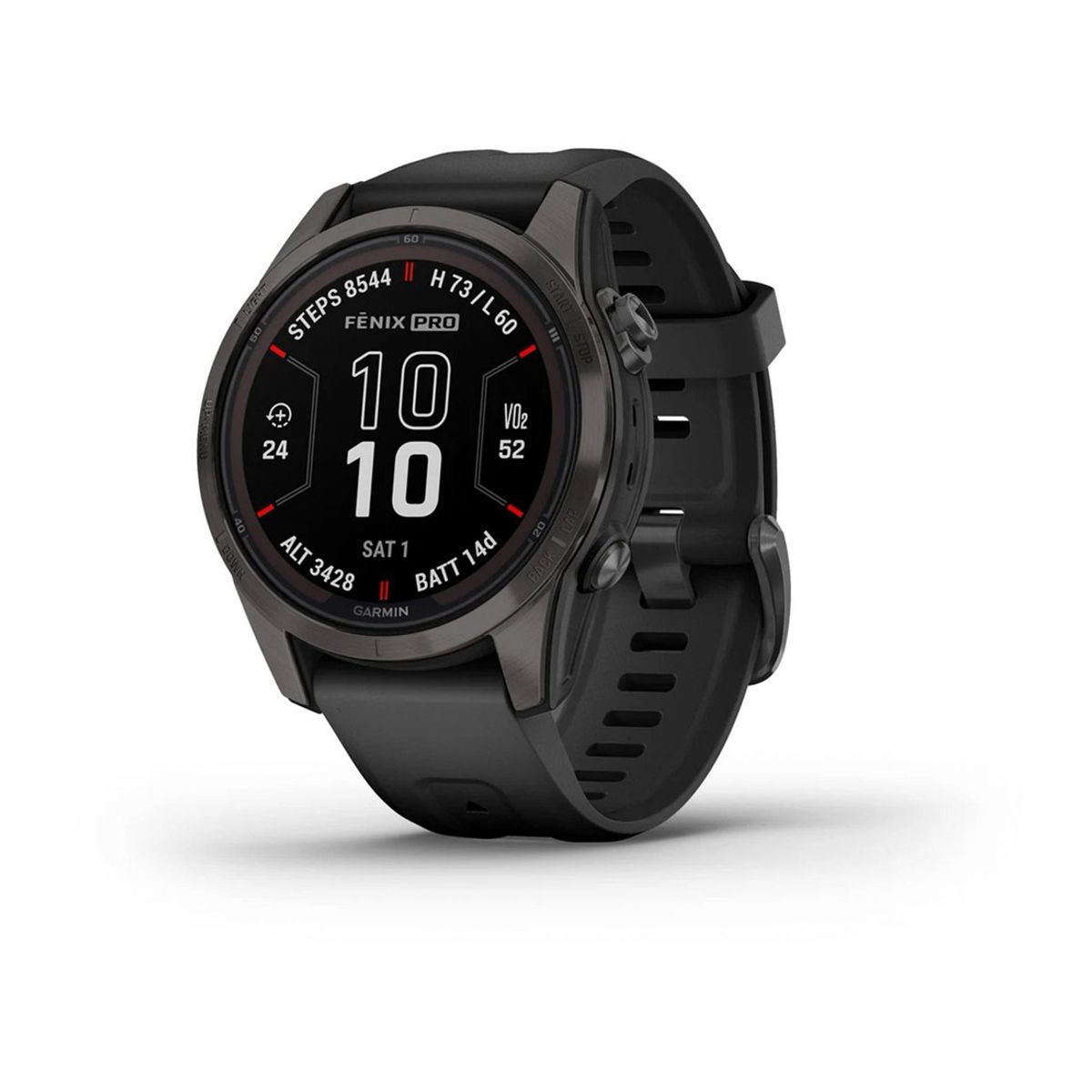 GARMIN - Smartwatch fenix 7S Pro Sapph Solar CrbnGry Ti wBlk Band GARMIN