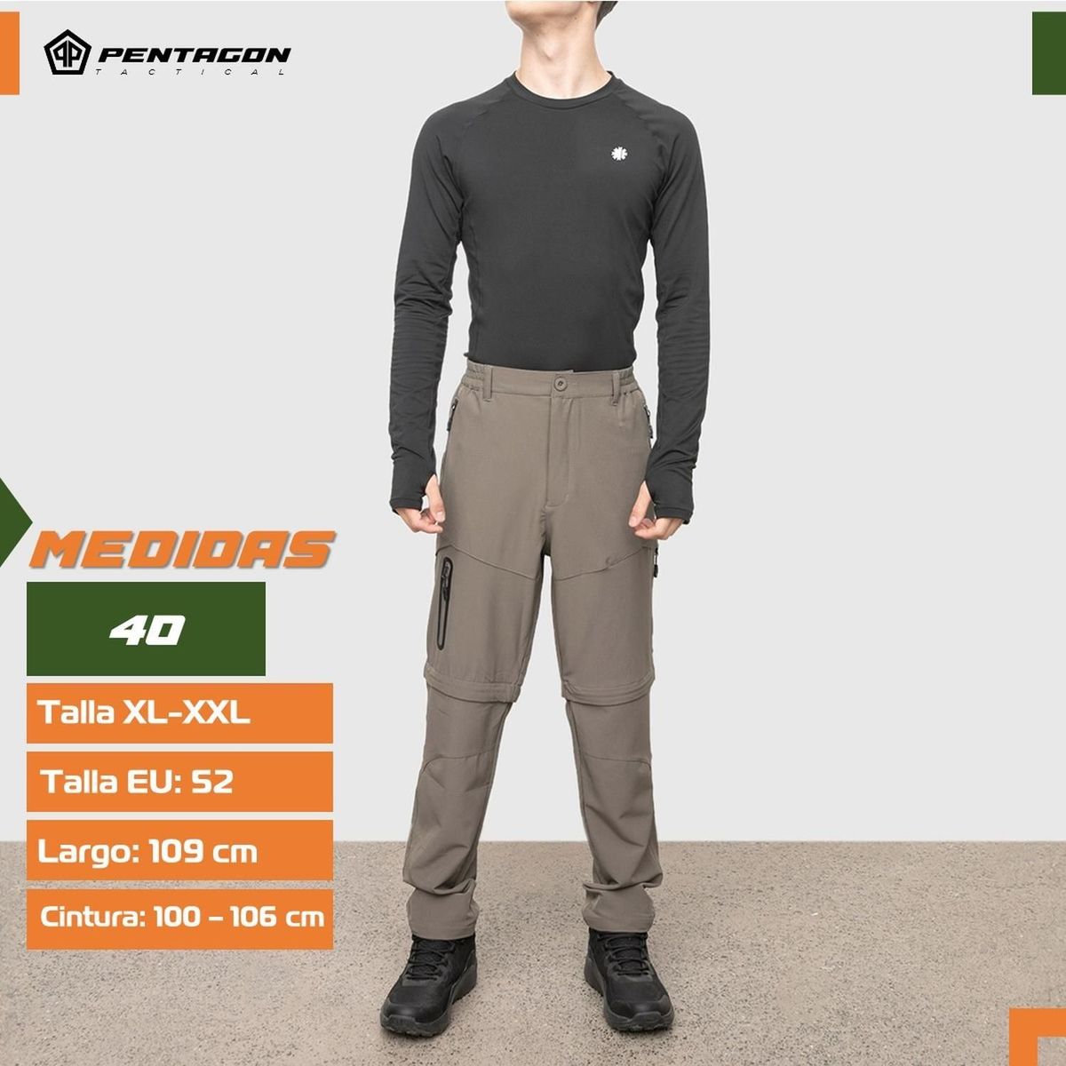 PENTAGON - Pantalon de Trekking Outdoor Hombre Pentagon Desmontable - Beige