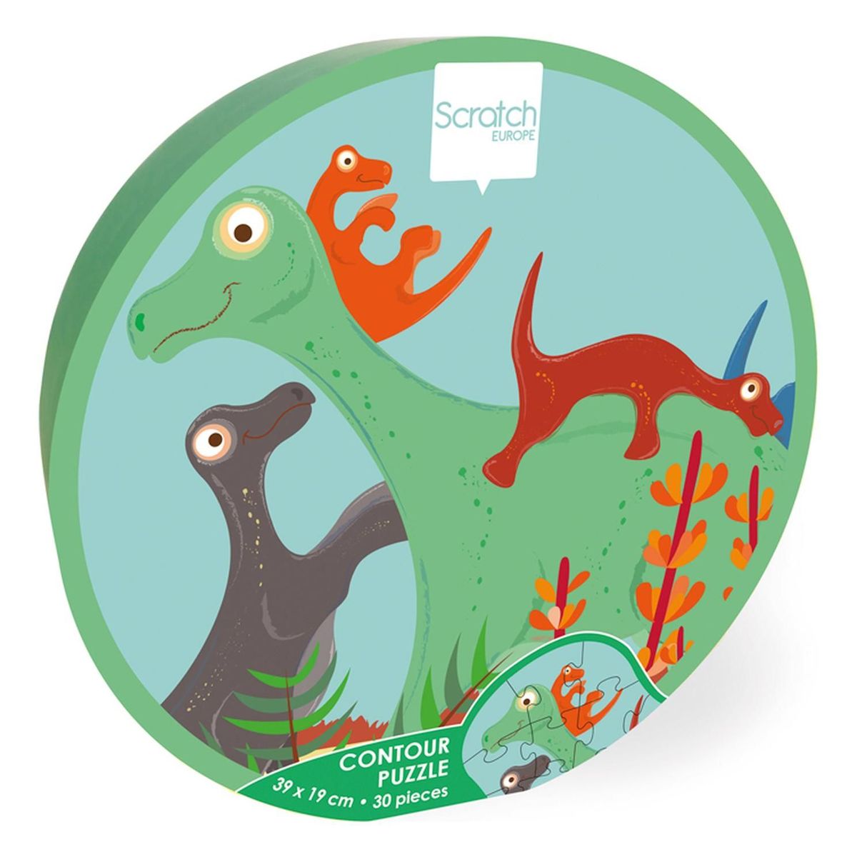 SCRATCH EUROPE - Puzzle 30Pcs Con Forma Dinosaurio Scratch Europe