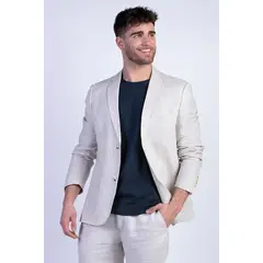 FEROUCH - Blazer Lino Striped Beige
