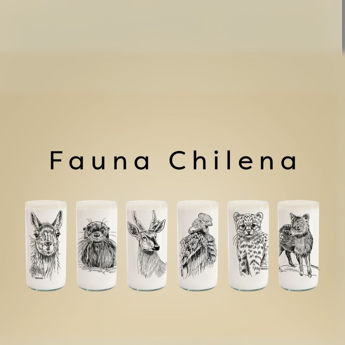 GREEN GLASS - Fauna Chilena - Juego de 6 vasos