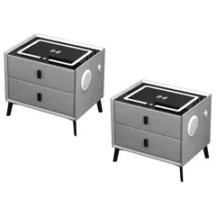 MODERNISMO - Pack 2 veladores Gris parlantes, carga inalámbrica e iluminación