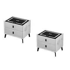 MODERNISMO - Pack 2 veladores blanco parlantes, carga inalámbrica e iluminación