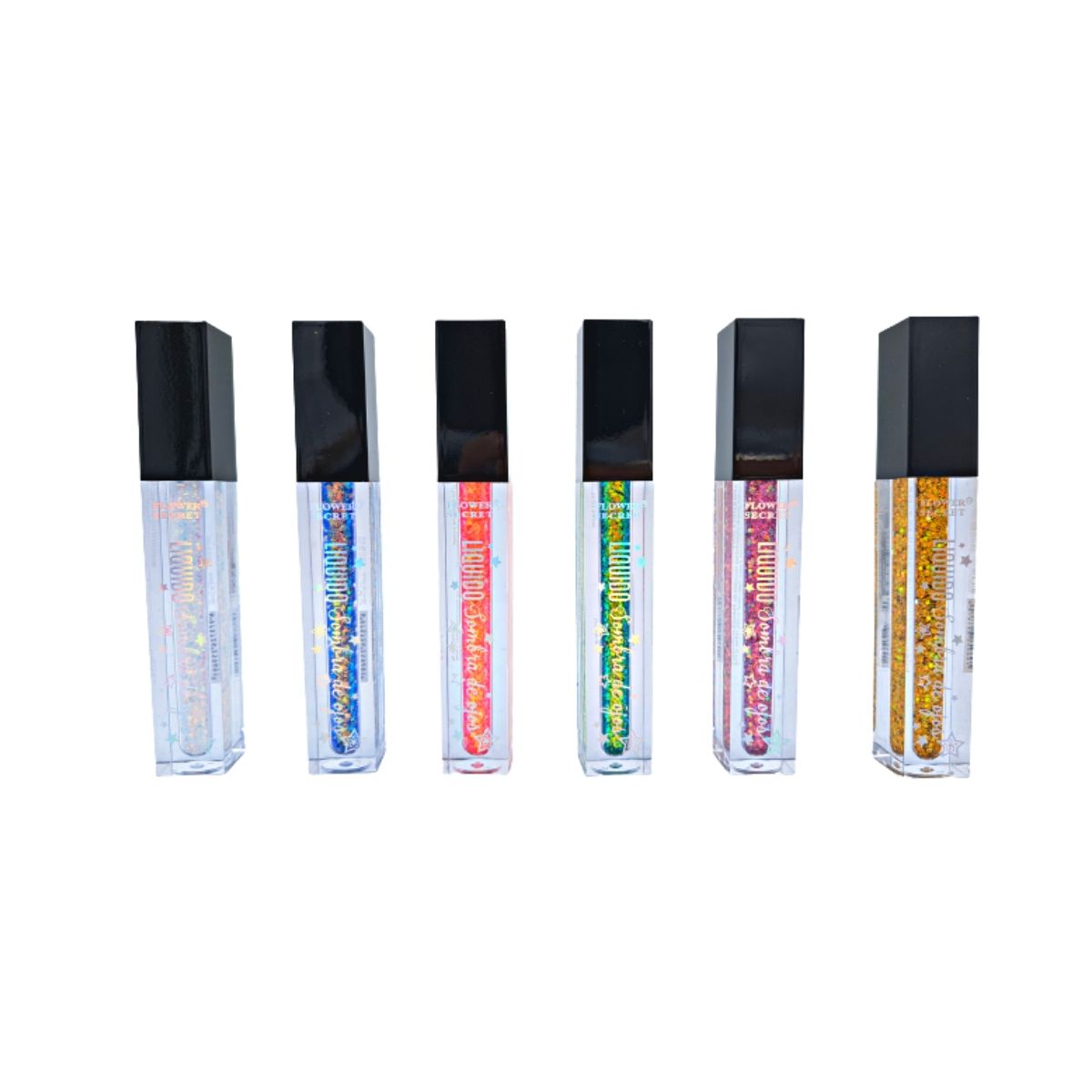 GENERICO - Pack 6 Sombras Glitter Liquida Colores Flower Secret.