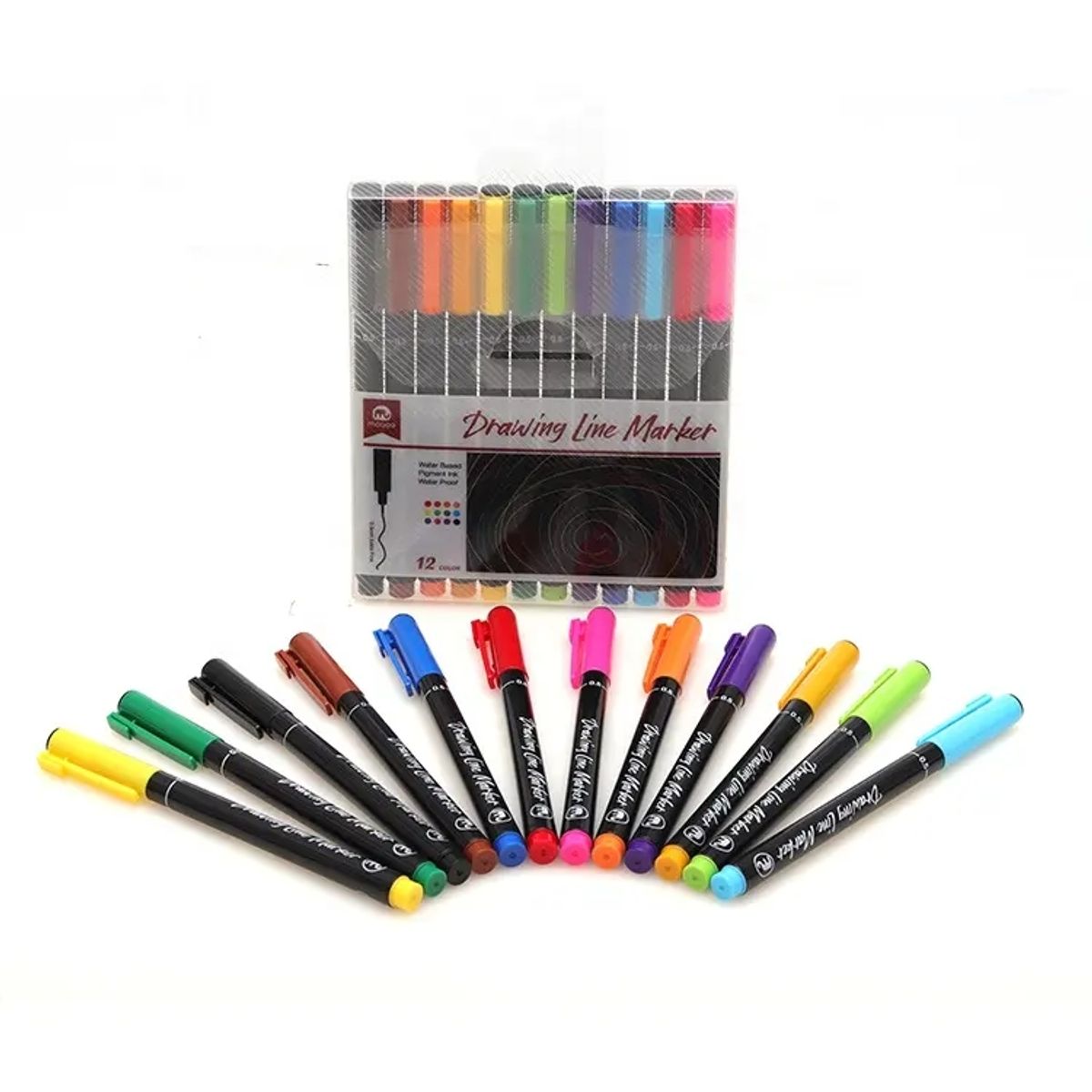 GENERICO - Lapices Tiralineas Set 12 Colores Lettering Marcador Mobee