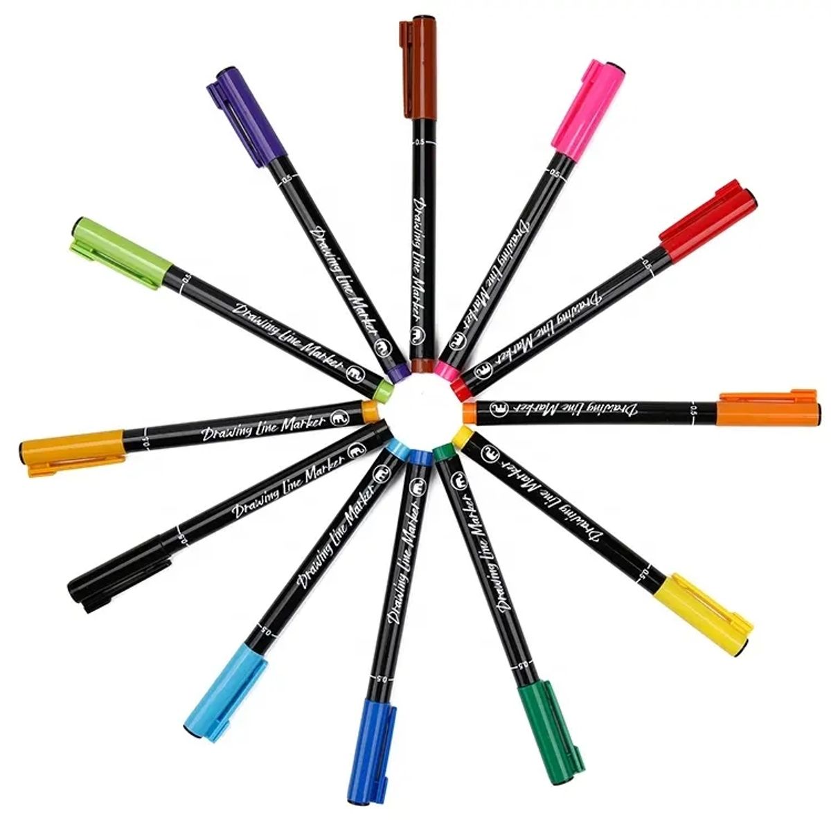 GENERICO - Lapices Tiralineas Set 12 Colores Lettering Marcador Mobee