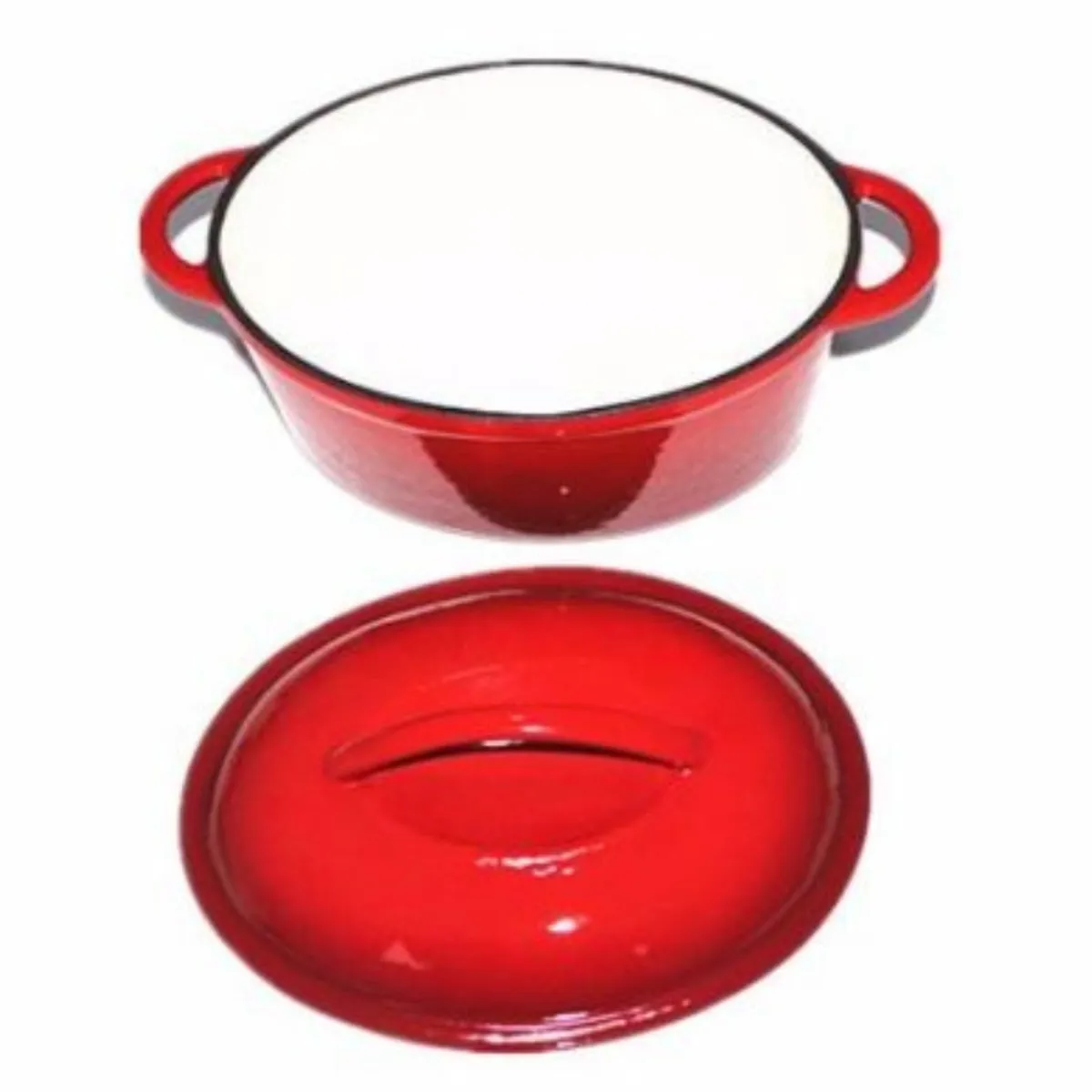 AVACANAO - Olla hierro fundido esmaltada roja con tapa