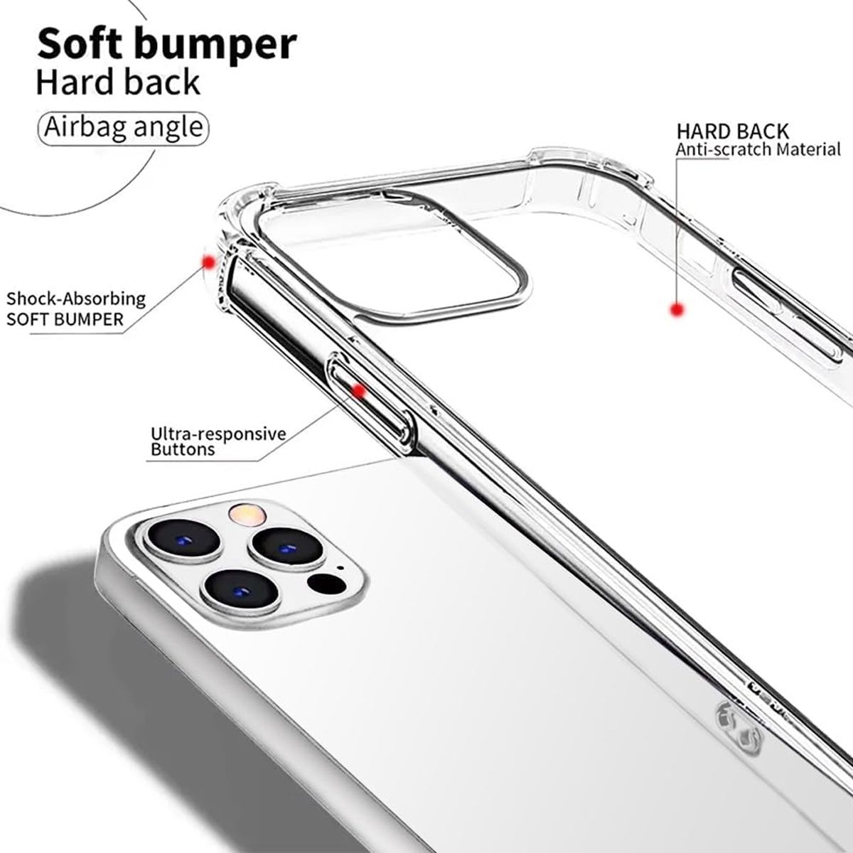 GENERICO - Carcasa para iPhone 15 Pro Transparente Reforzada Antigolpes