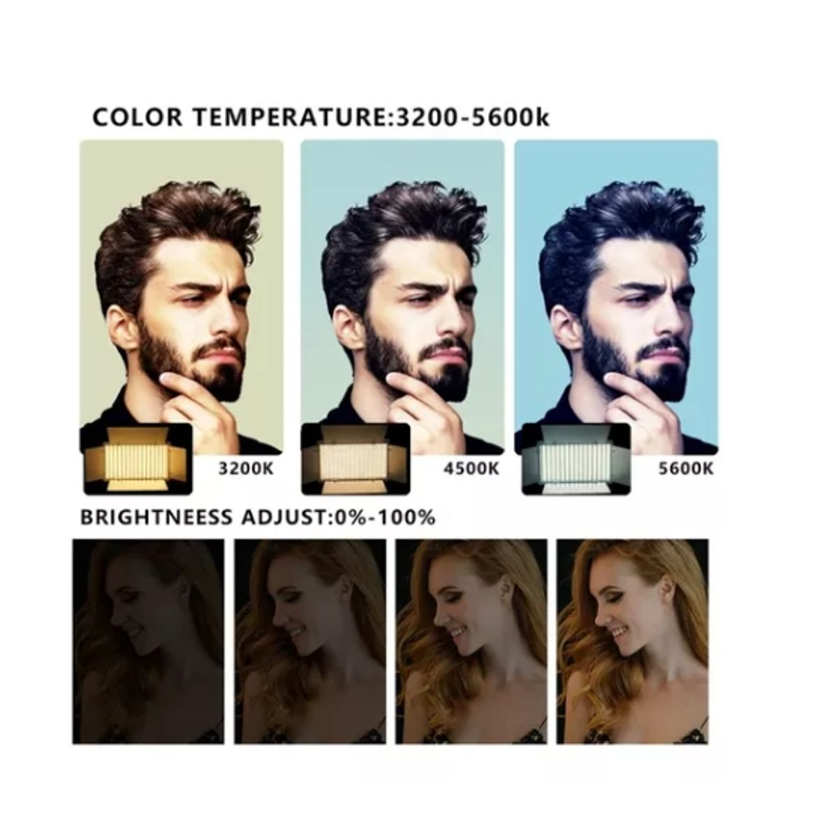 ESHOPANGIE - Lampara Fotografica Profesional 600 Led Bicolor 3200-6500k