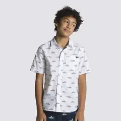 VANS - Polera Manga Corta Shark Fin Woven Ss Blanco Niño
