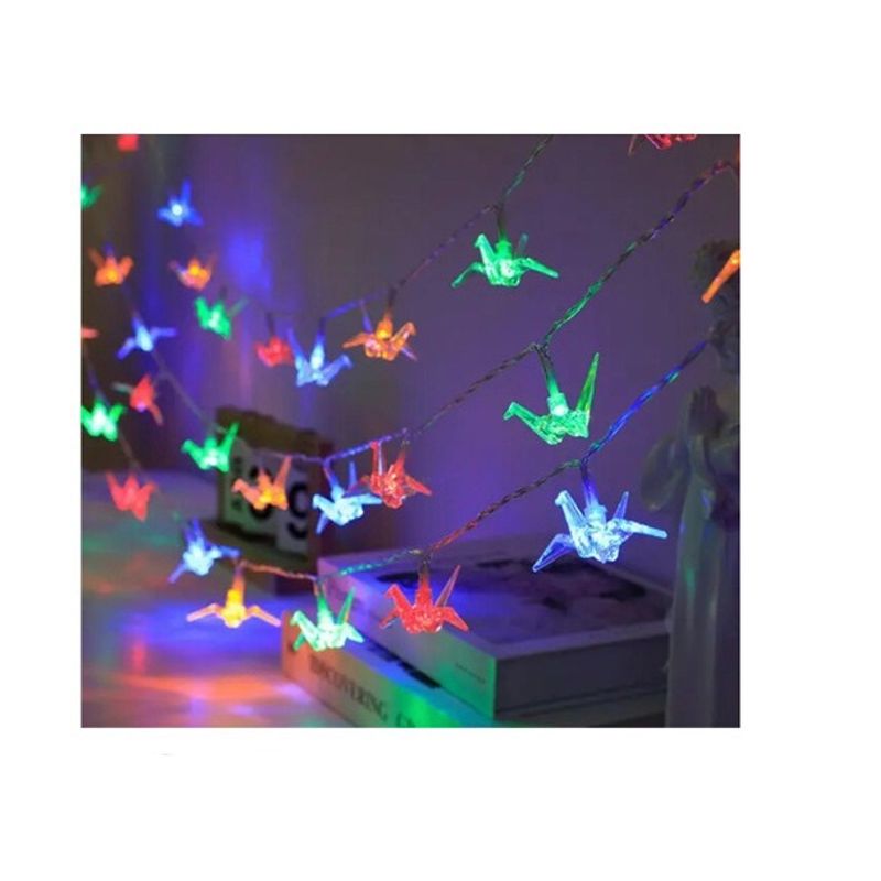 GENERICO - Guirnalda Luces Solar Navidad Multicolor Grullas 30leds 6 Metros