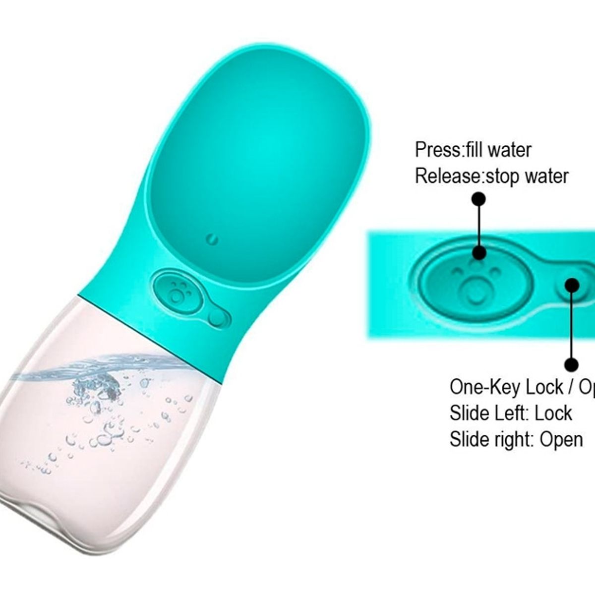 GENERICO - Botella De Agua Portátil Para Mascotas, Viajes Paseos 350 Ml