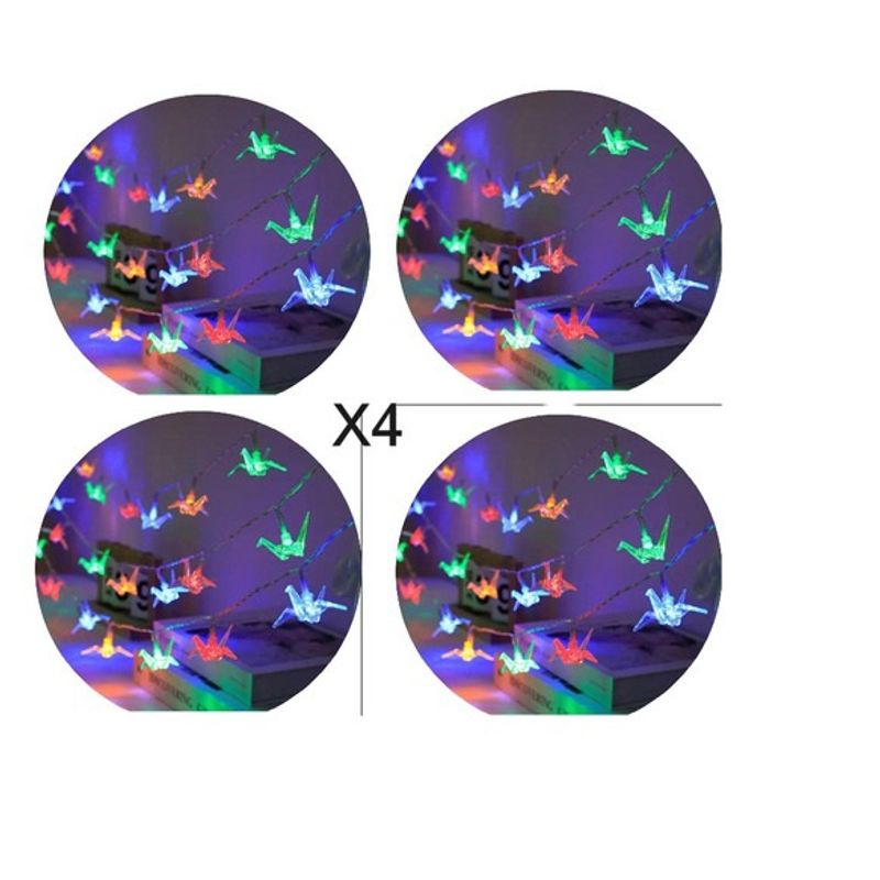 GENERICO - X4 Guirnalda Luces Solar Navidad Multicolor Grullas 30leds 6 Metros