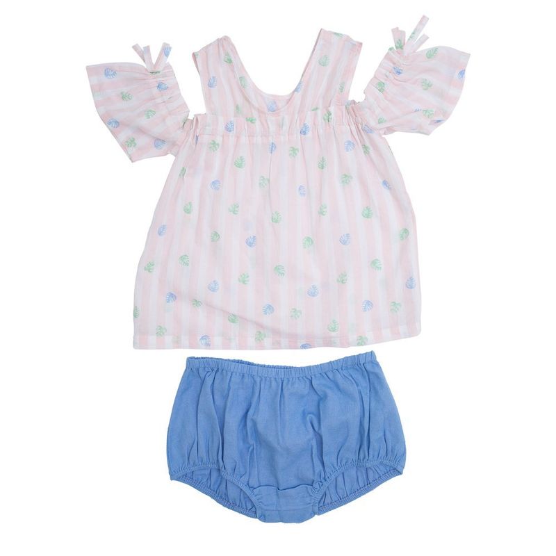 PILLIN - Conj Short Bebe Algodón Verano Niña Rosado PILLIN