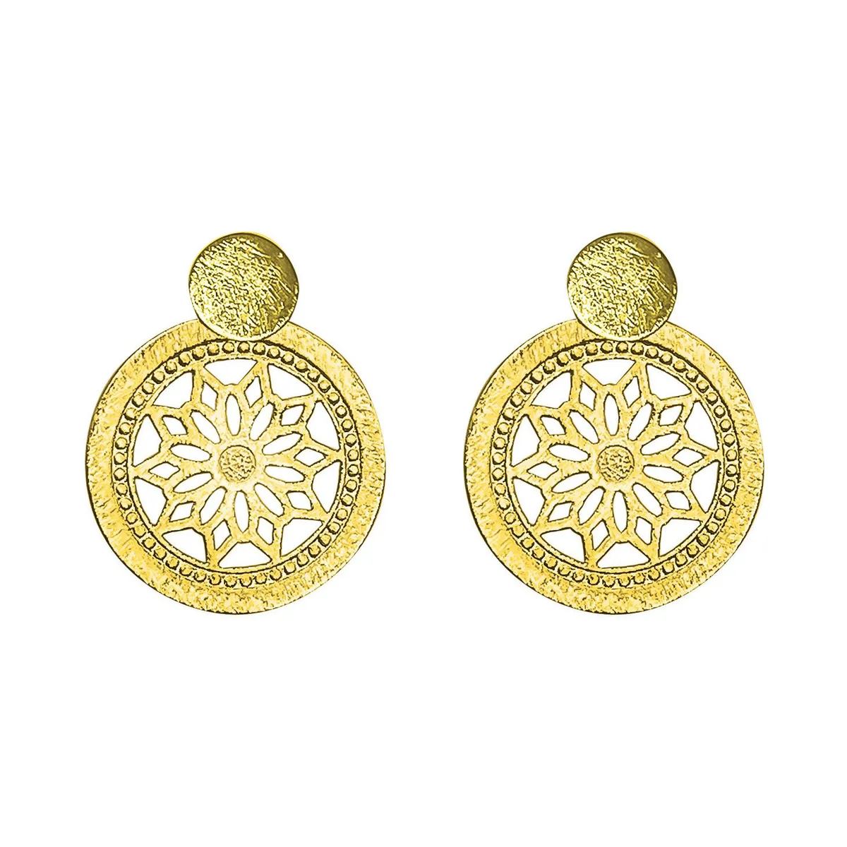 COGGIOLA - Aros Redondos Flor Calada Enchapado Oro 18K
