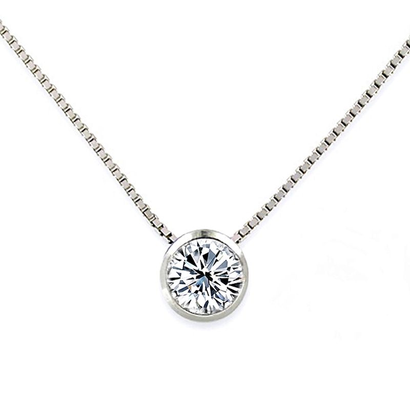 JOYAS MYTOKE - Collar Mujer Punto De Luz 40cm Piedra Circon Plata Fina 925