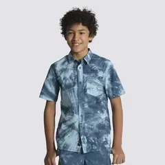 VANS - Polera Manga Corta Viewside Woven Ss Azul Niño