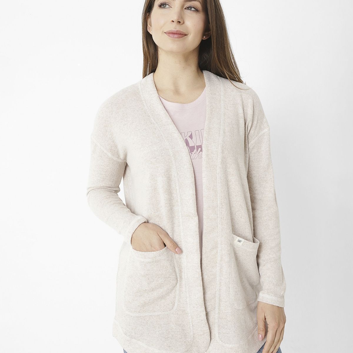CAT - Sweater Weekender Hacci Open Blanco Mujer CAT
