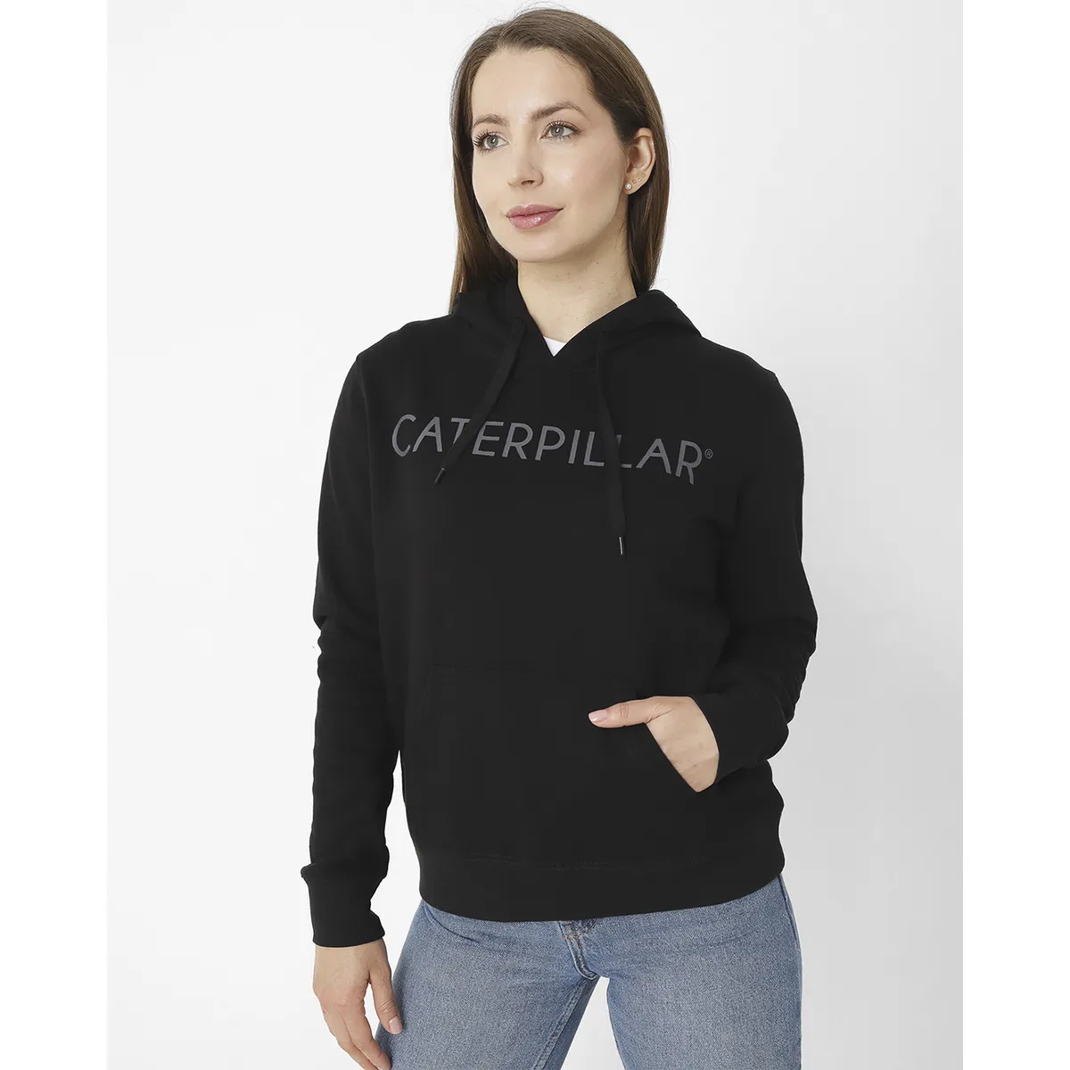 CAT - Polerón con gorro Fleece Caterpillar P Negro Mujer CAT