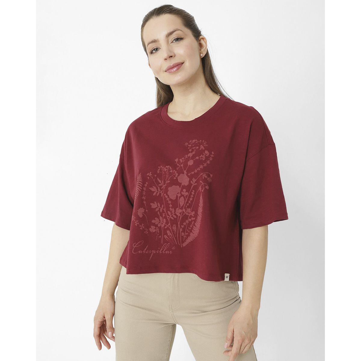 CAT - Polera M/C Weekender Graphic Sc Burdeo Mujer CAT