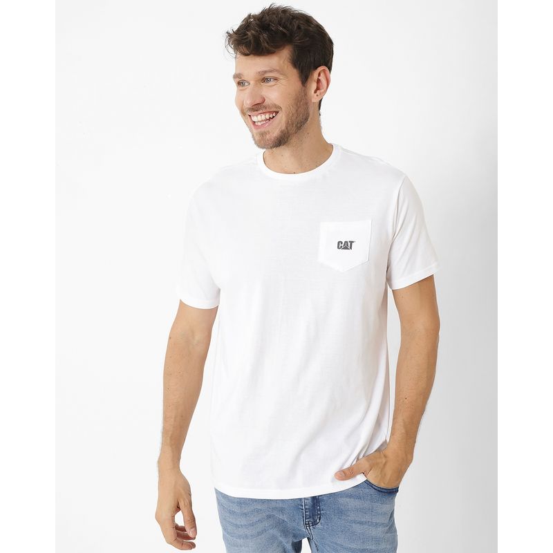 CAT - Polera M/C Foundation Pocket Te Blanco Hombre CAT