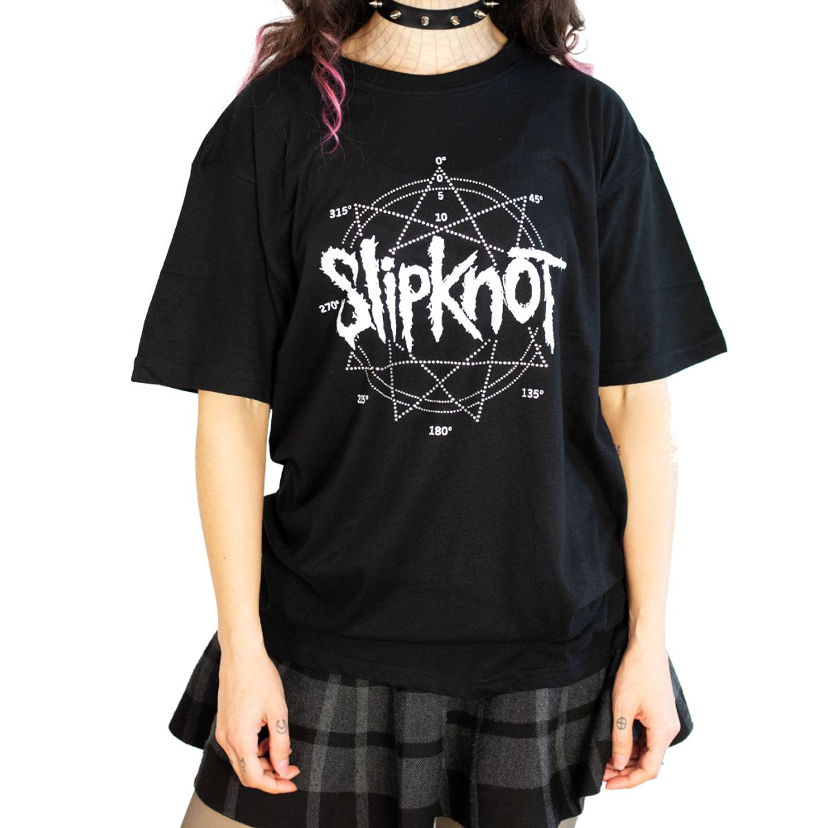 ROCK OFF OFFICIALLY LICENSED PRODUCTS - Polera original Slipknot con decoraciones de diamantes en Pentagrama