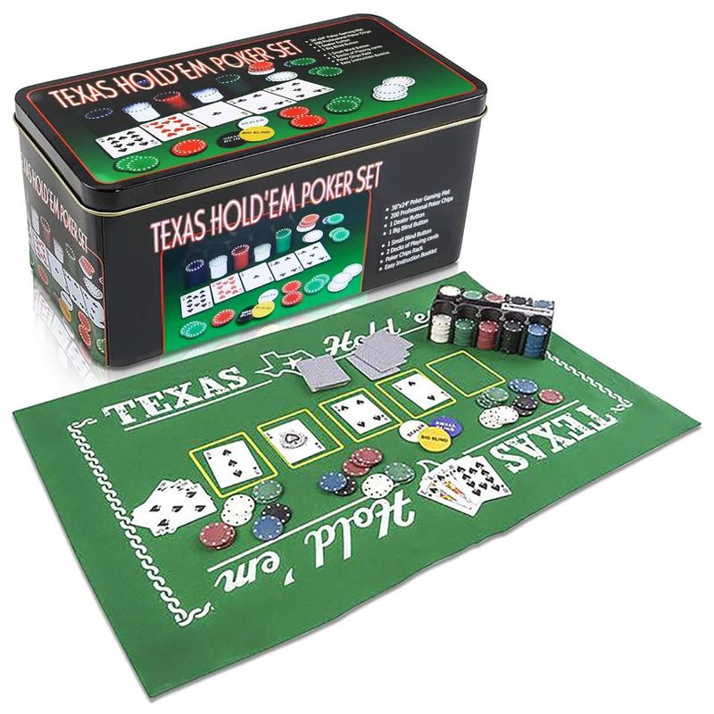 GENERICO - Set Poker 200 Fichas+paño Black Jack Texas Holdem