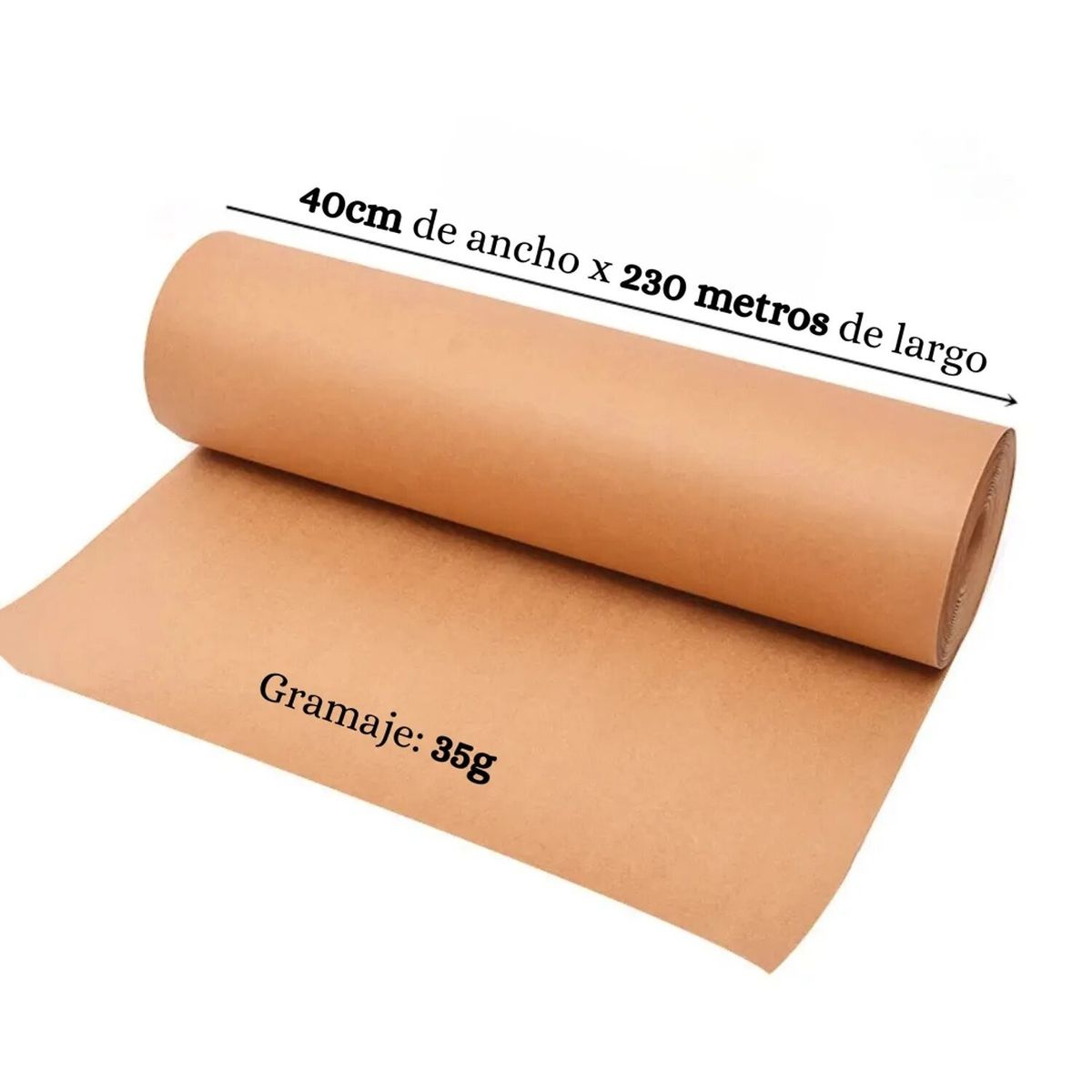 MILLAM - Rollo Papel Kraft 40 cm x 230 mts 35 gr Embalaje Envíos