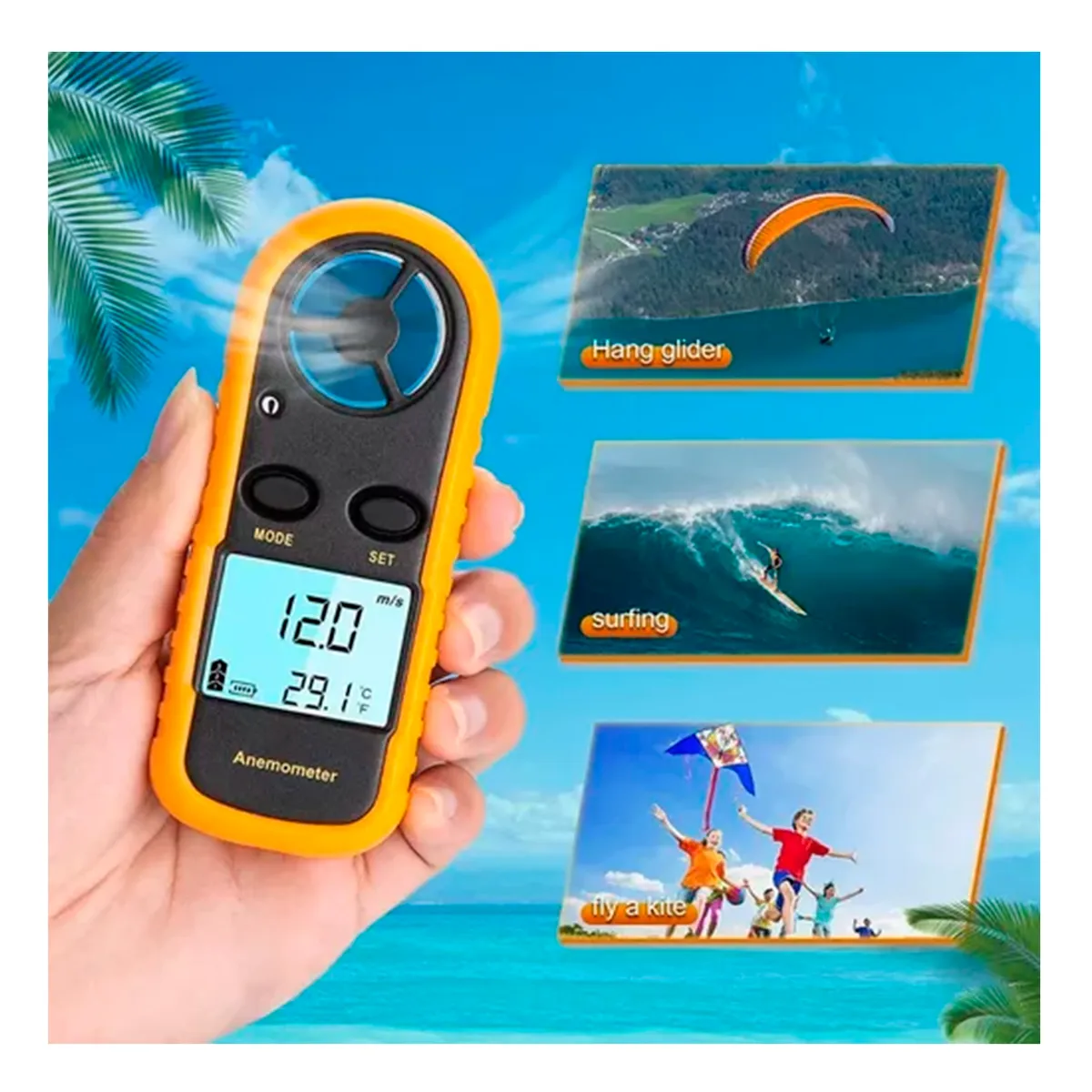 GENERICO - Anemómetro Y Termómetro Medidor Velocidad Del Viento