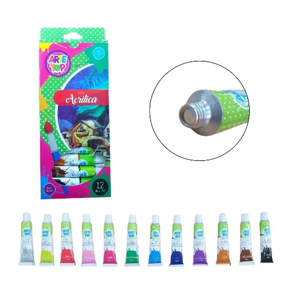 GENERICO - Set 12 pinturas acrílicas en pomo