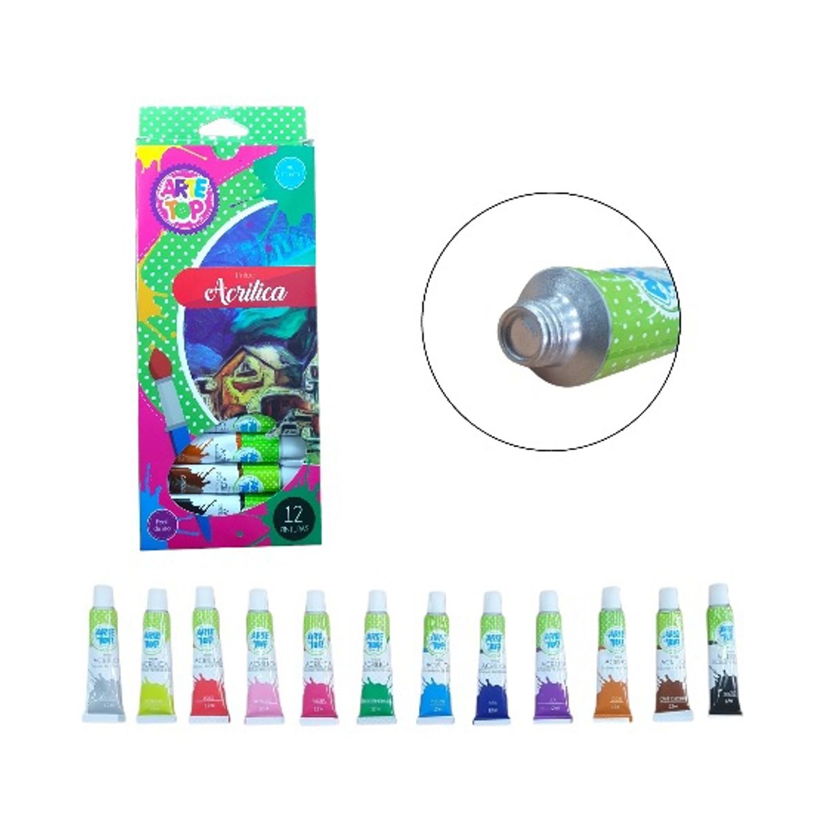 GENERICO - Set 12 pinturas acrílicas en pomo