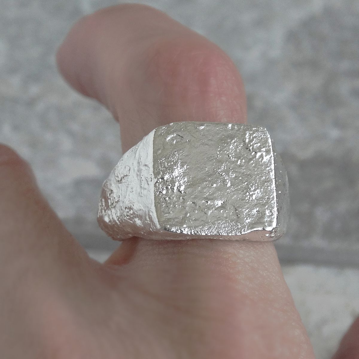 GENERICO - Anillo de Plata 950 Mujer Sello Rústico