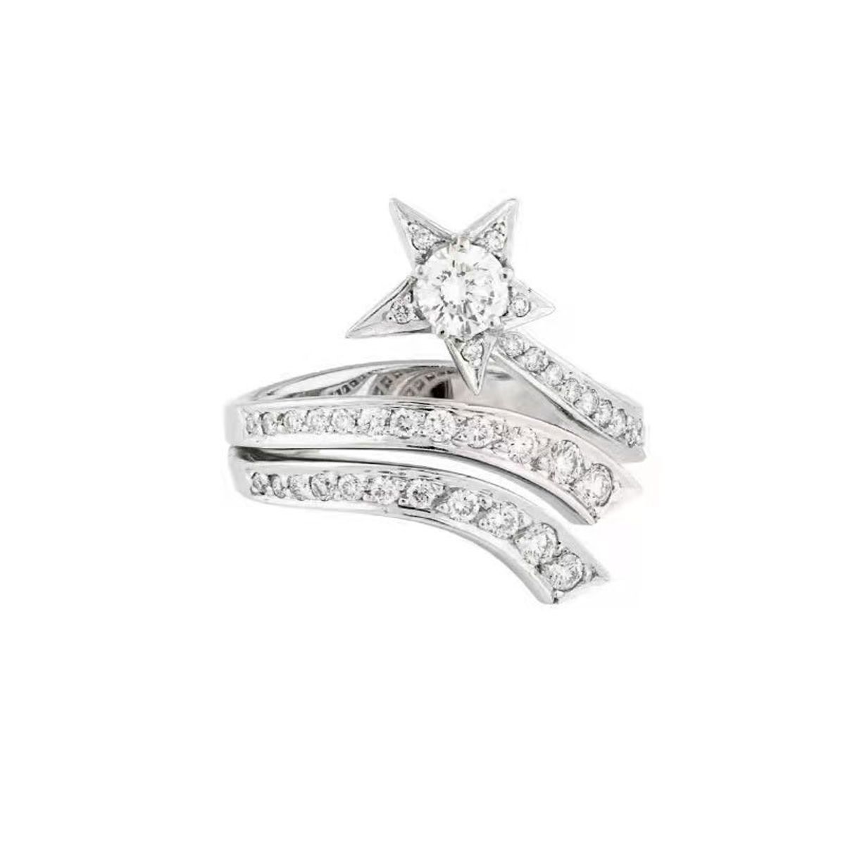 ZG JOYAS - Anillo Mujer Ajustable Cristales Estrella Fugaz Plateado