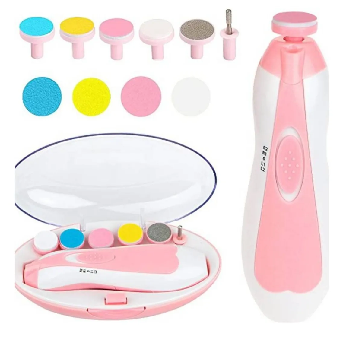 GENERICO - Lima de Uñas bebes Electrico Pulido Incluye Baterias Rosado