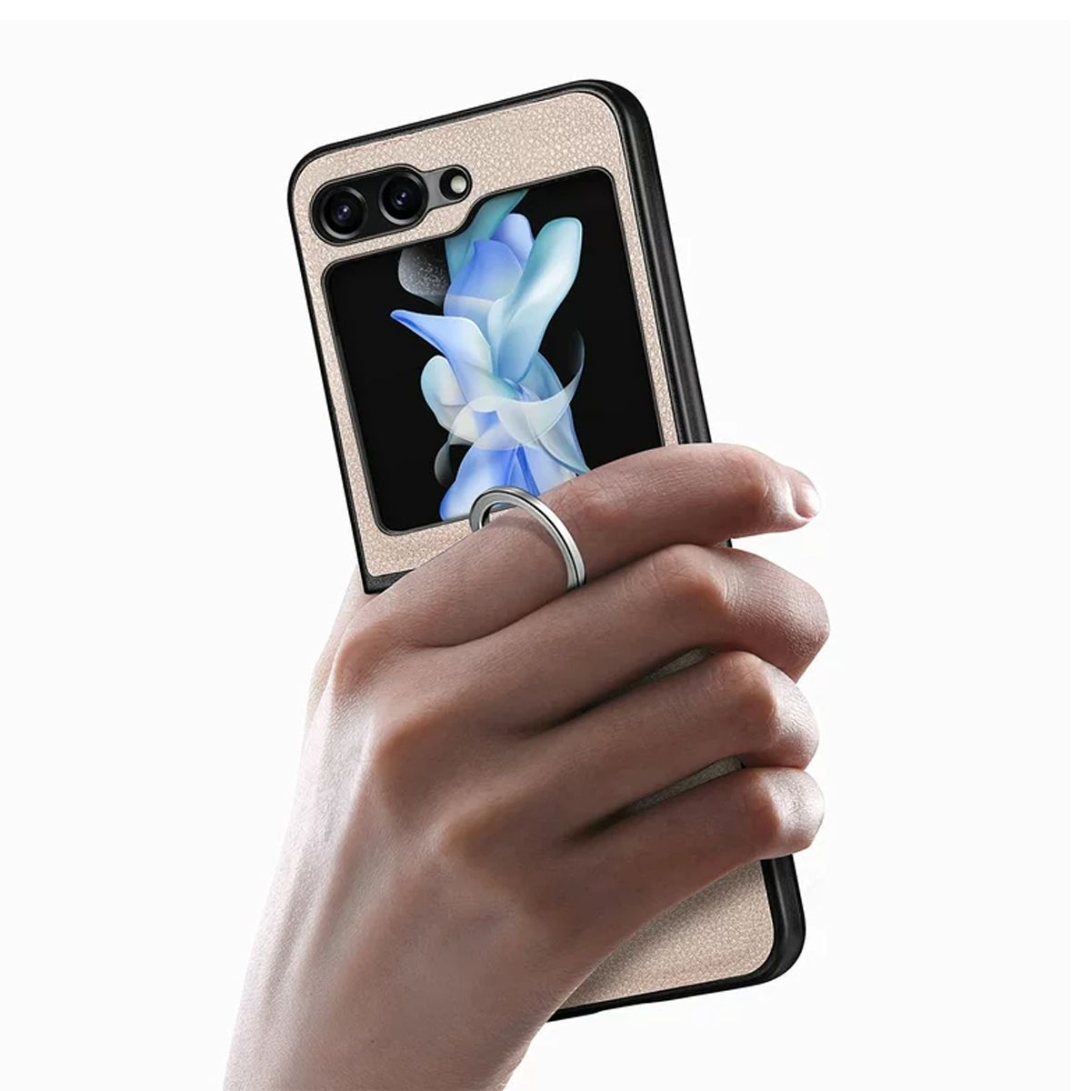 XUNDD - Carcasa para Samsung Z Flip 5 de Cuero con Anillo Premium