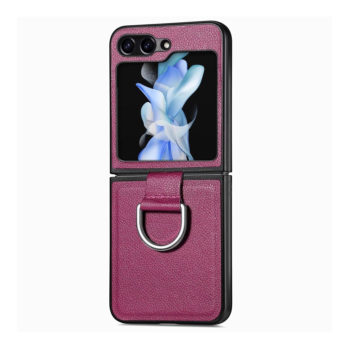 XUNDD - Carcasa para Samsung Z Flip 5 de Cuero con Anillo Premium