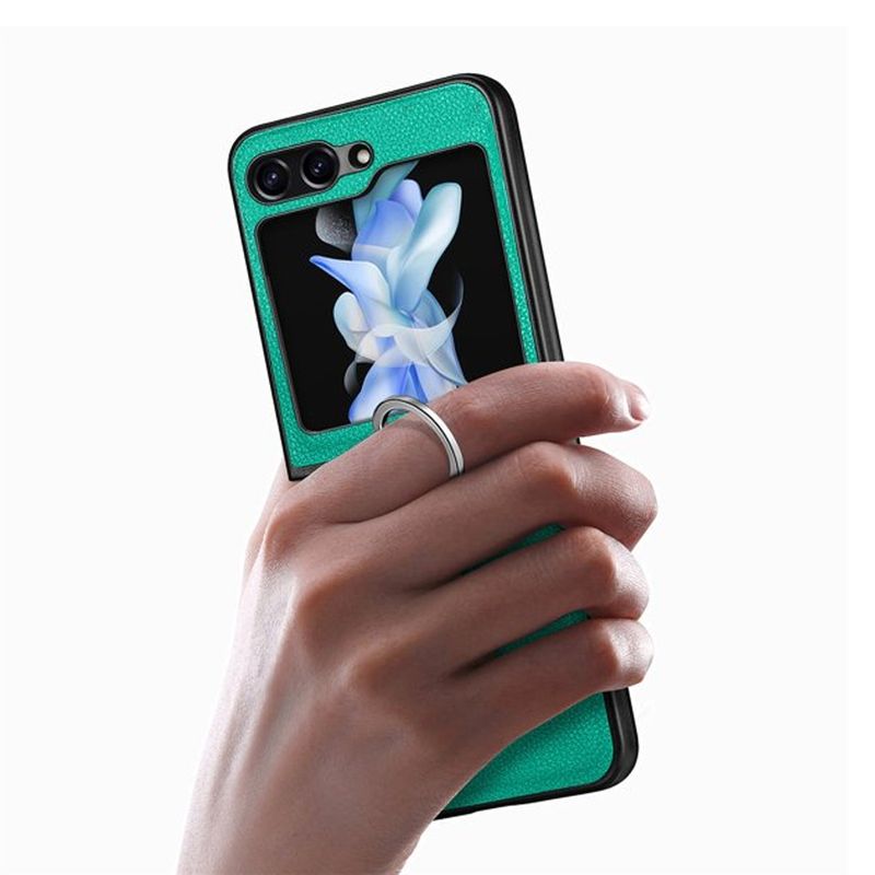 XUNDD - Carcasa para Samsung Z Flip 5 de Cuero con Anillo Premium