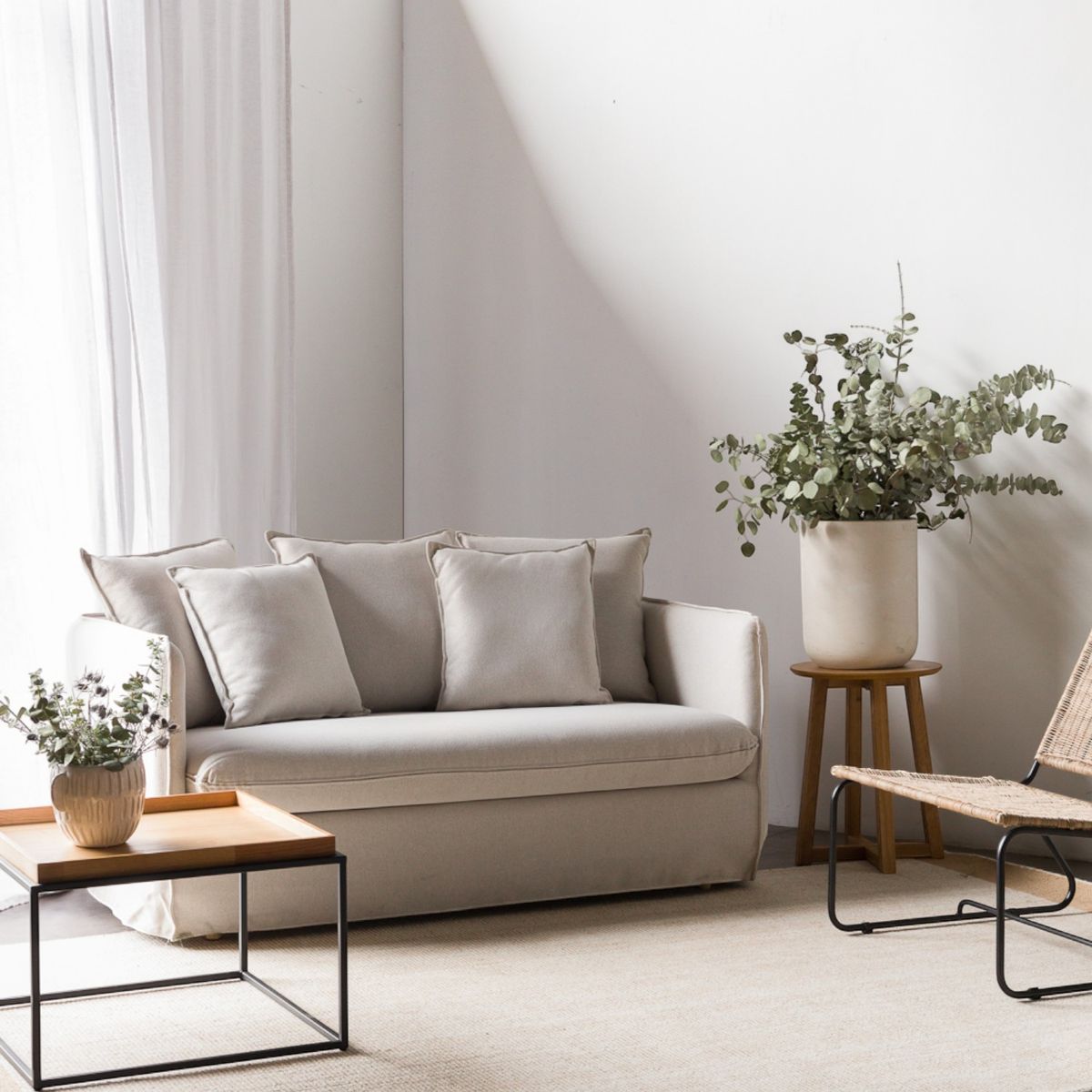 AMOBLE - Sofa Jacinta Beige 160 H Amoblé