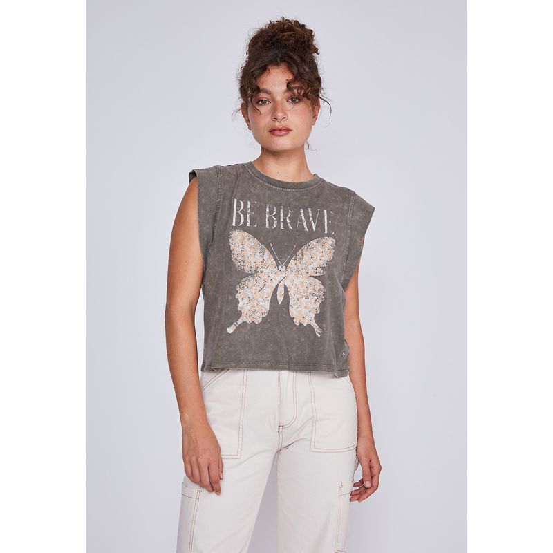 SIOUX - Polera Mujer Lavada Verde Sioux