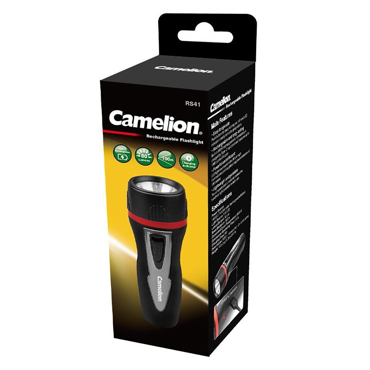 GENERICO - Linterna de mano potente Camelion recargable led RS41-HCB