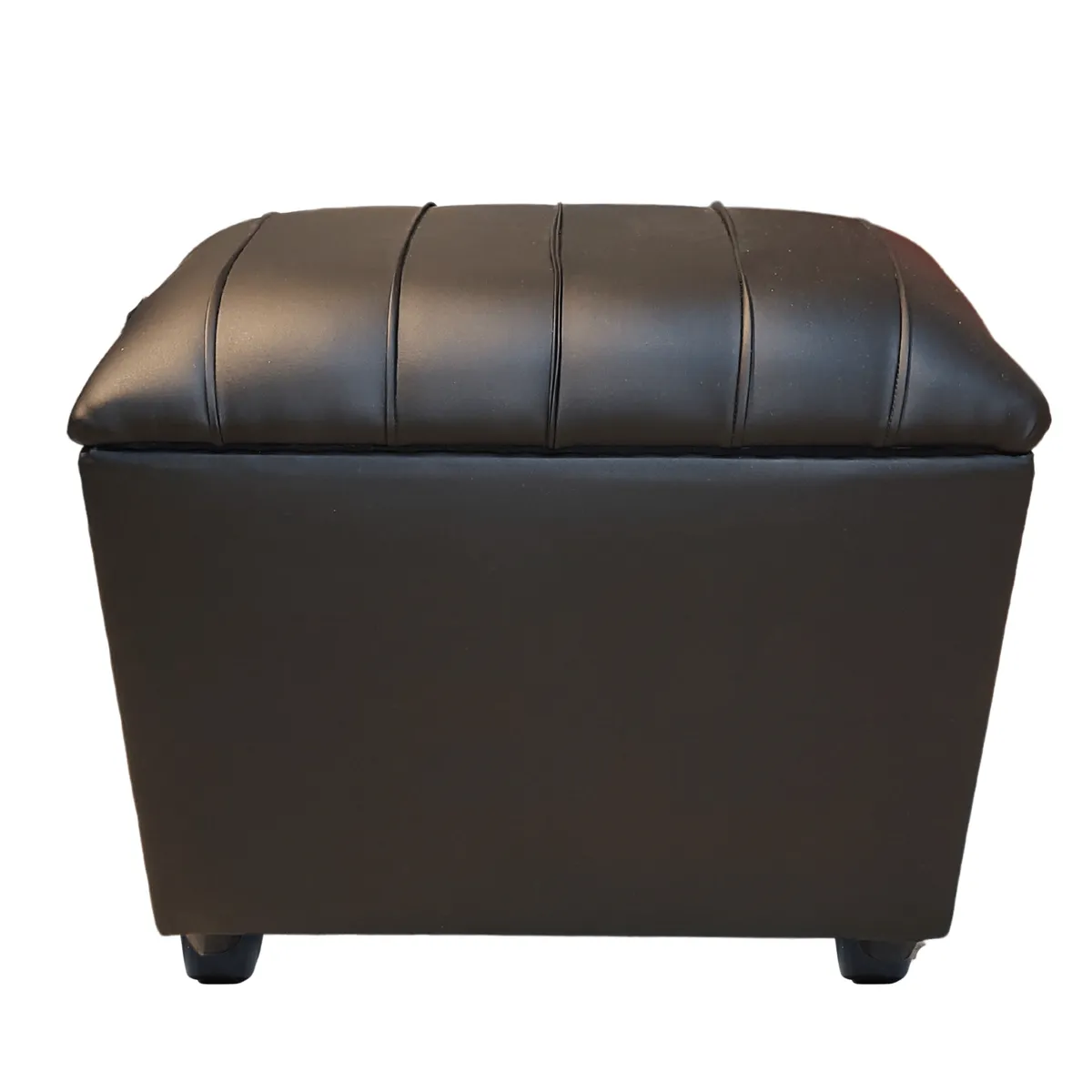 GENERICO - Banqueta Baul Tubular Negro Eco Cuero 60x40x50X40 Rimar