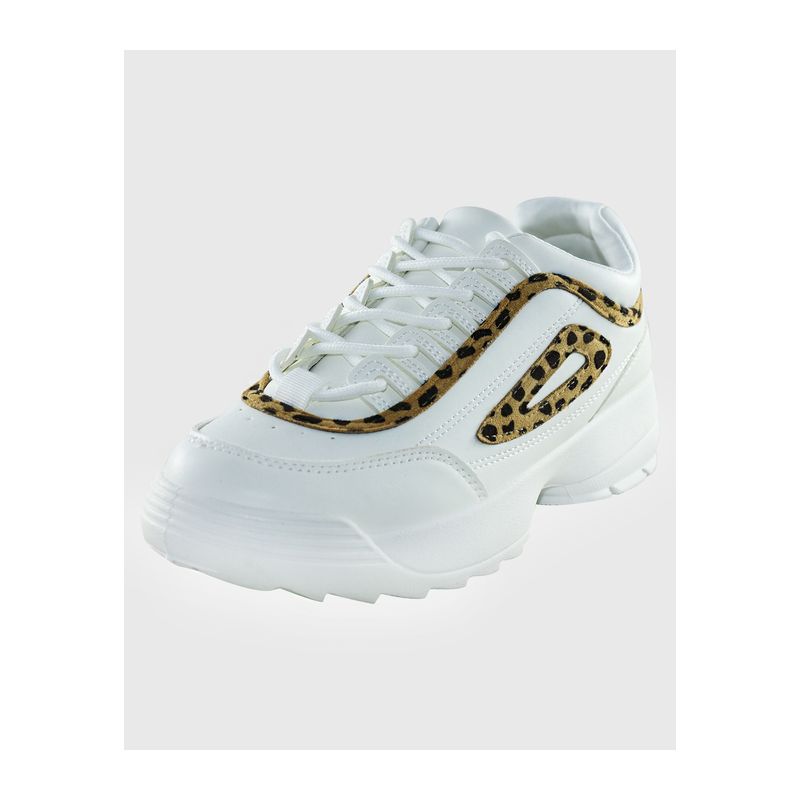 DINASTELLA - Zapatilla print Leopard Blanco