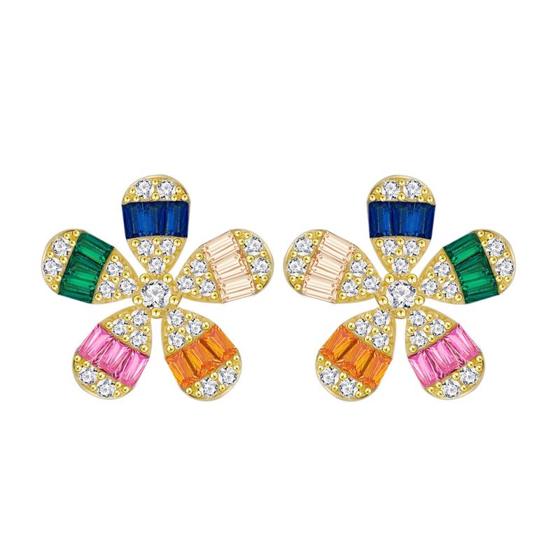 ZG JOYAS - Aros Aretes Mujer Flor Perla Cristal Plata S925