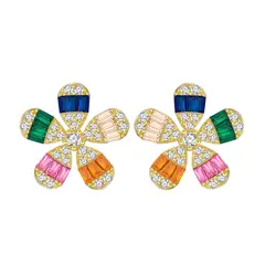 ZG JOYAS - Aros Aretes Mujer Flor Perla Cristal Plata S925