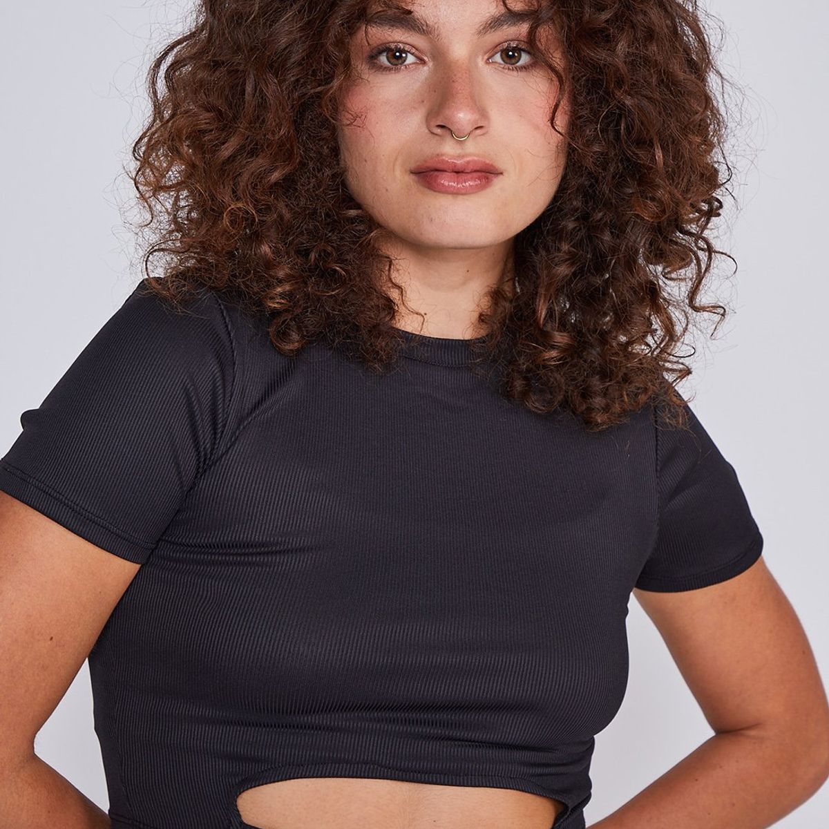 SIOUX - Polera Mujer Tiras Metal Negro Sioux