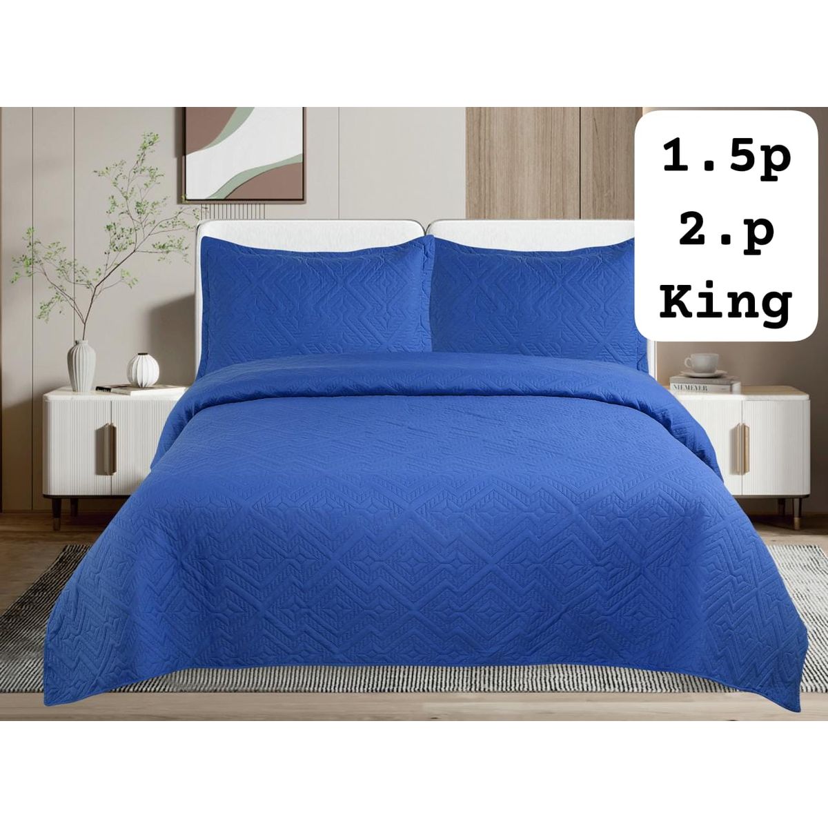 GENERICO - Cobertor Quilts de Verano tamaño King - Azul