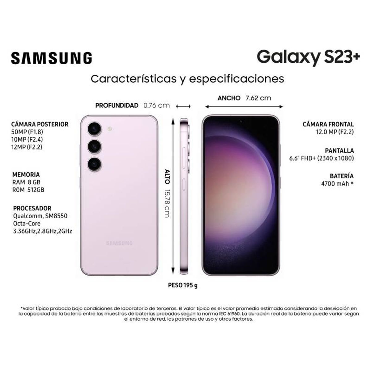 SAMSUNG - Samsung Galaxy S23 Plus 5G 512GB - Rosa - Reacondicionado